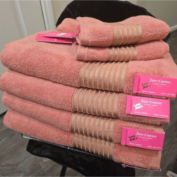 Juicy Couture Home Striped Oversized Plush Bath & Hand Towel Set - Picture 8 of 8